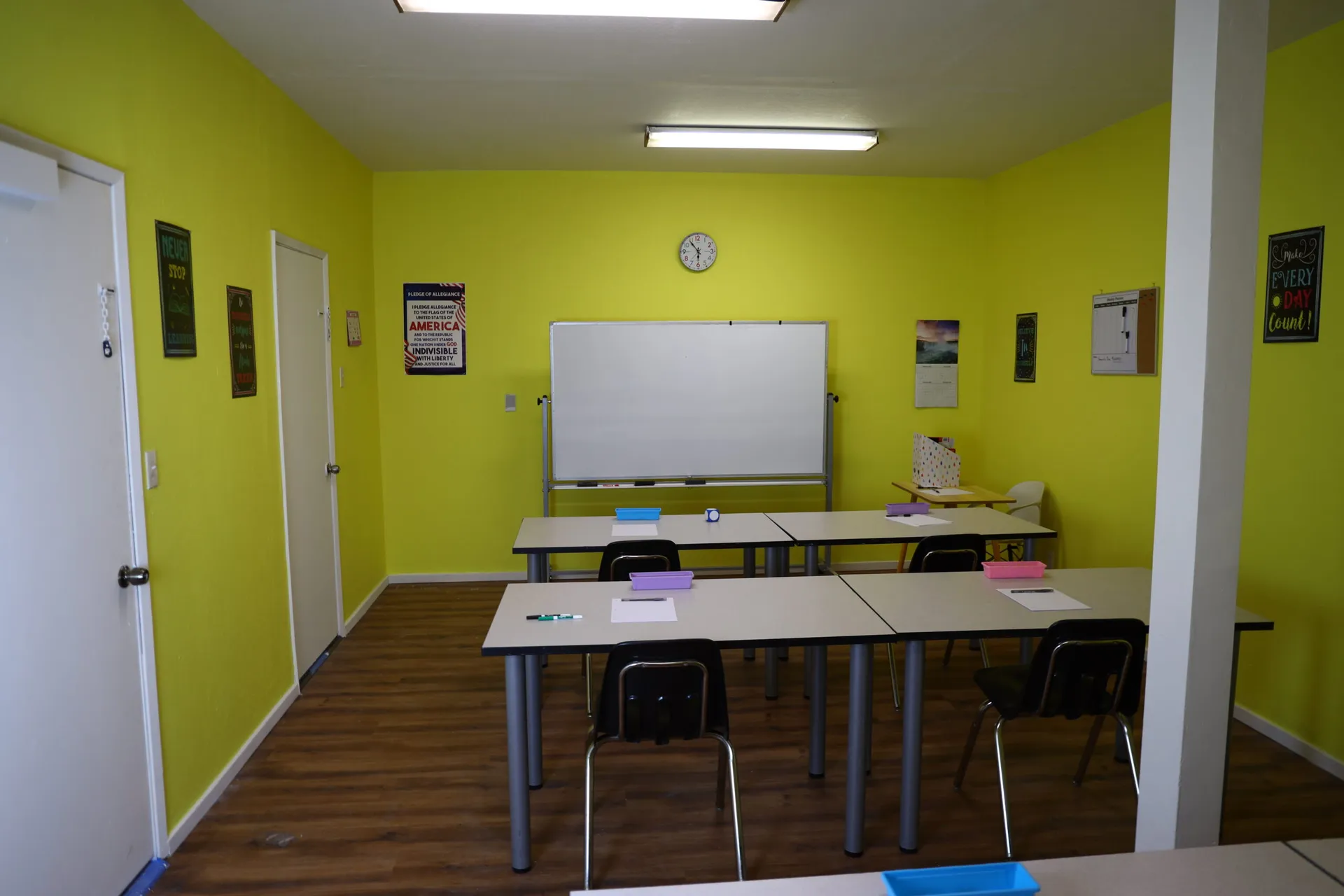 Classroom standing film set at Media Ave Studios