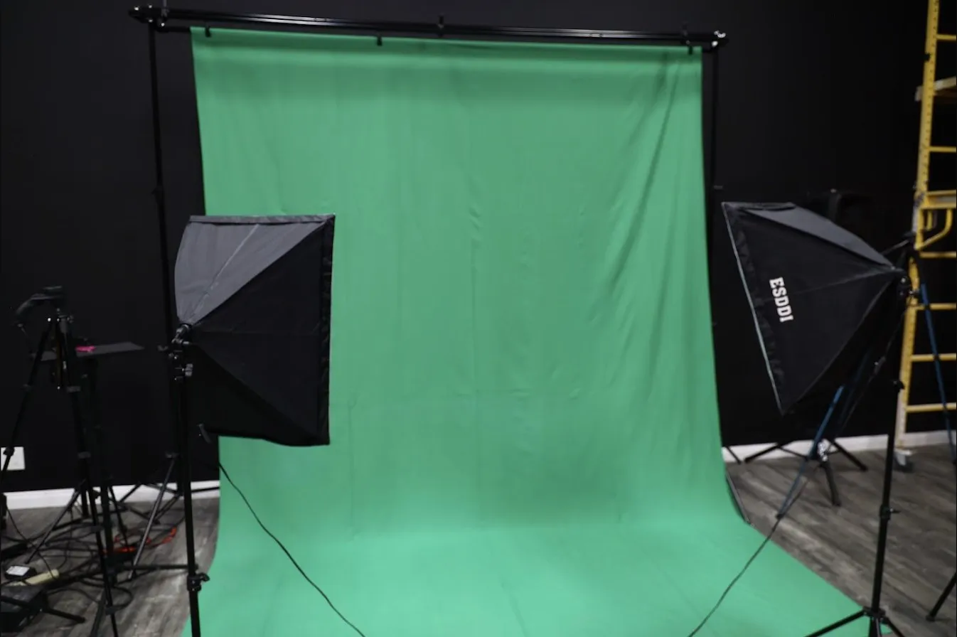 Green Screen standing film set at Media Ave Studios
